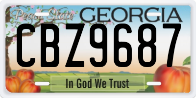 GA license plate CBZ9687