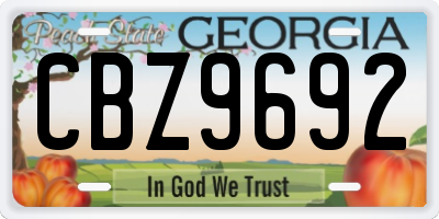 GA license plate CBZ9692