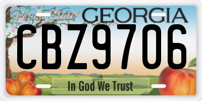 GA license plate CBZ9706