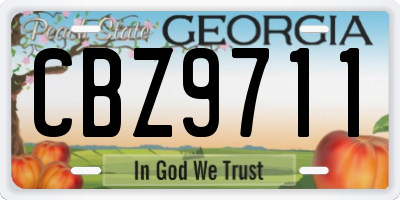 GA license plate CBZ9711