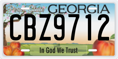 GA license plate CBZ9712