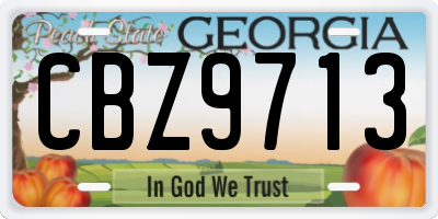 GA license plate CBZ9713