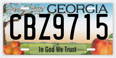 GA license plate CBZ9715