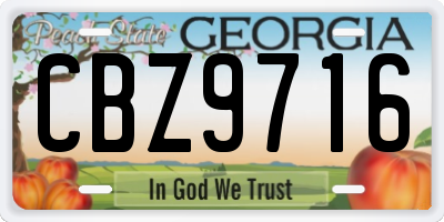 GA license plate CBZ9716