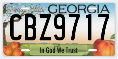 GA license plate CBZ9717