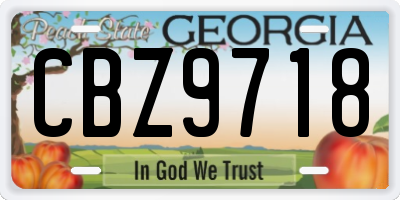 GA license plate CBZ9718