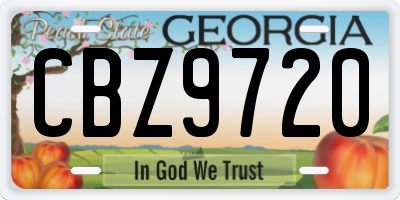 GA license plate CBZ9720