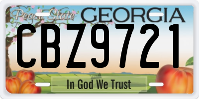 GA license plate CBZ9721