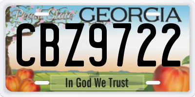 GA license plate CBZ9722