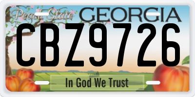 GA license plate CBZ9726