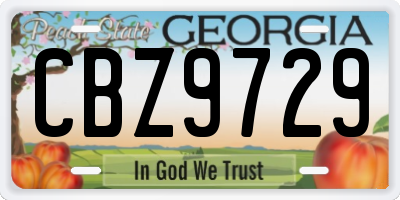 GA license plate CBZ9729