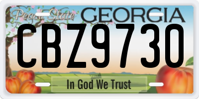 GA license plate CBZ9730