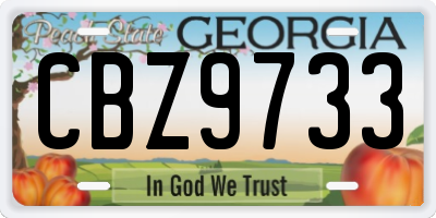 GA license plate CBZ9733