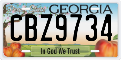 GA license plate CBZ9734