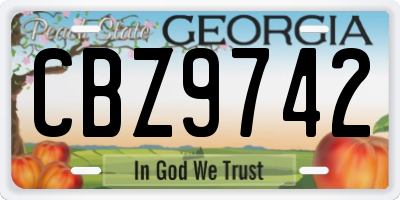 GA license plate CBZ9742