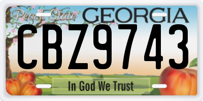 GA license plate CBZ9743
