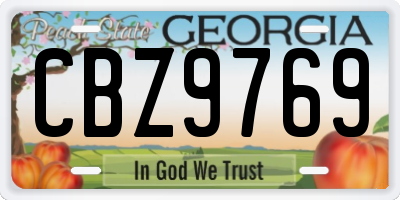 GA license plate CBZ9769