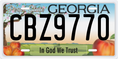 GA license plate CBZ9770