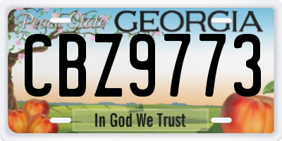 GA license plate CBZ9773
