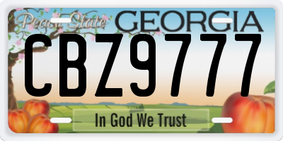 GA license plate CBZ9777