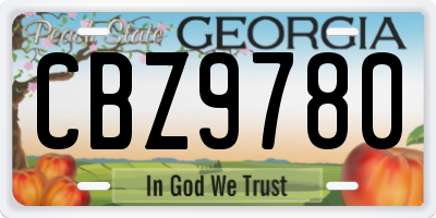 GA license plate CBZ9780