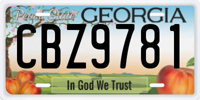GA license plate CBZ9781