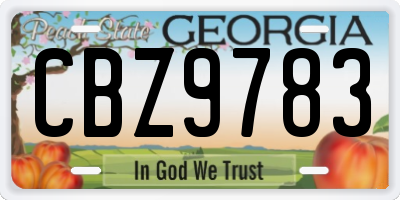 GA license plate CBZ9783