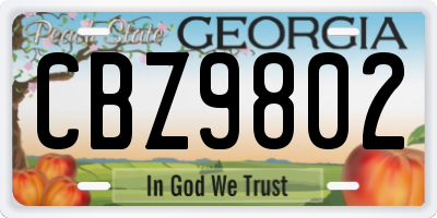 GA license plate CBZ9802