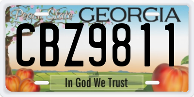 GA license plate CBZ9811