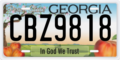 GA license plate CBZ9818