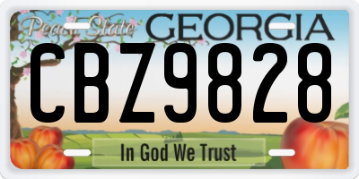 GA license plate CBZ9828