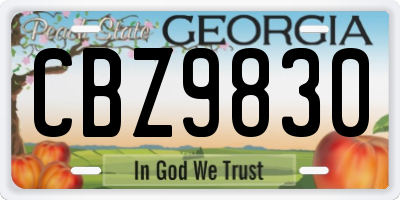 GA license plate CBZ9830