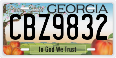 GA license plate CBZ9832