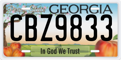 GA license plate CBZ9833