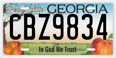 GA license plate CBZ9834