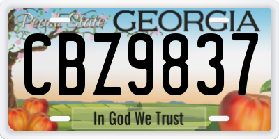 GA license plate CBZ9837
