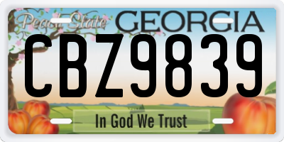 GA license plate CBZ9839