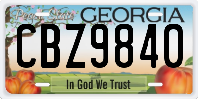 GA license plate CBZ9840