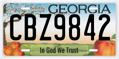 GA license plate CBZ9842