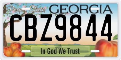 GA license plate CBZ9844