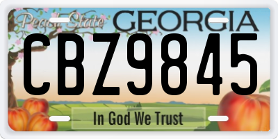 GA license plate CBZ9845