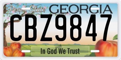 GA license plate CBZ9847