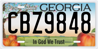 GA license plate CBZ9848