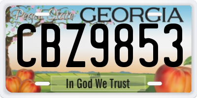 GA license plate CBZ9853