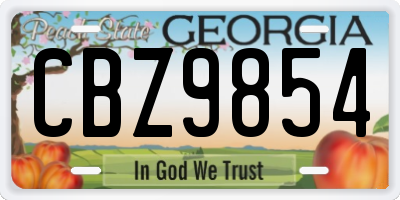 GA license plate CBZ9854