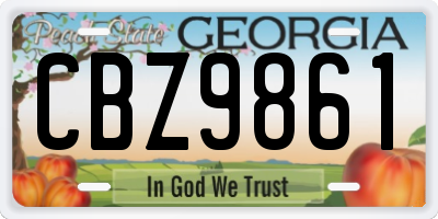 GA license plate CBZ9861