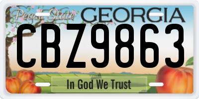 GA license plate CBZ9863