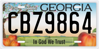 GA license plate CBZ9864