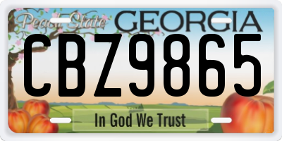 GA license plate CBZ9865