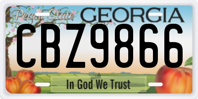 GA license plate CBZ9866